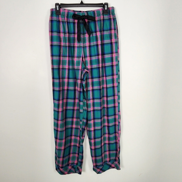 Victoria's Secret Teal Blue and Pink Plaid Flannel 2pc Pockets PJ's Size M - Picture 12 of 16